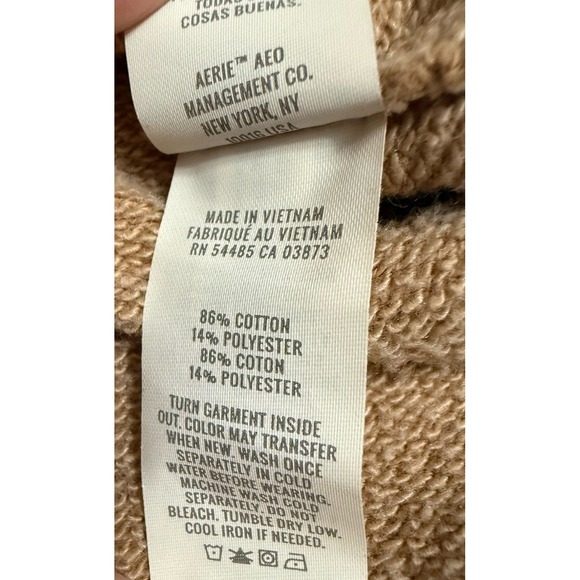 Aerie Womens Down to Earth Quarter Zip Pullover Sweatshirt Oversized Beige Small - Picture 11 of 12